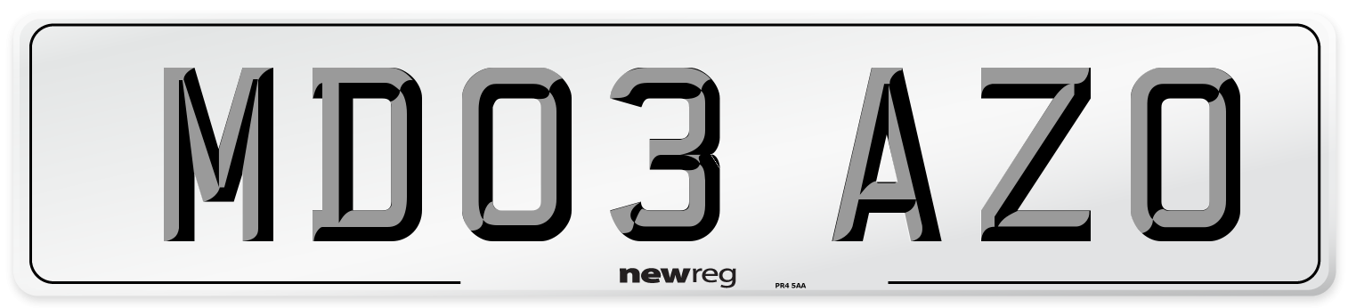 MD03 AZO Number Plate from New Reg